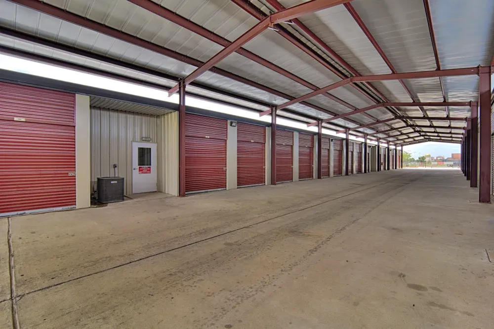 Outdoor storage with covered drive-up access at Klein Krimmel Self Storage.
