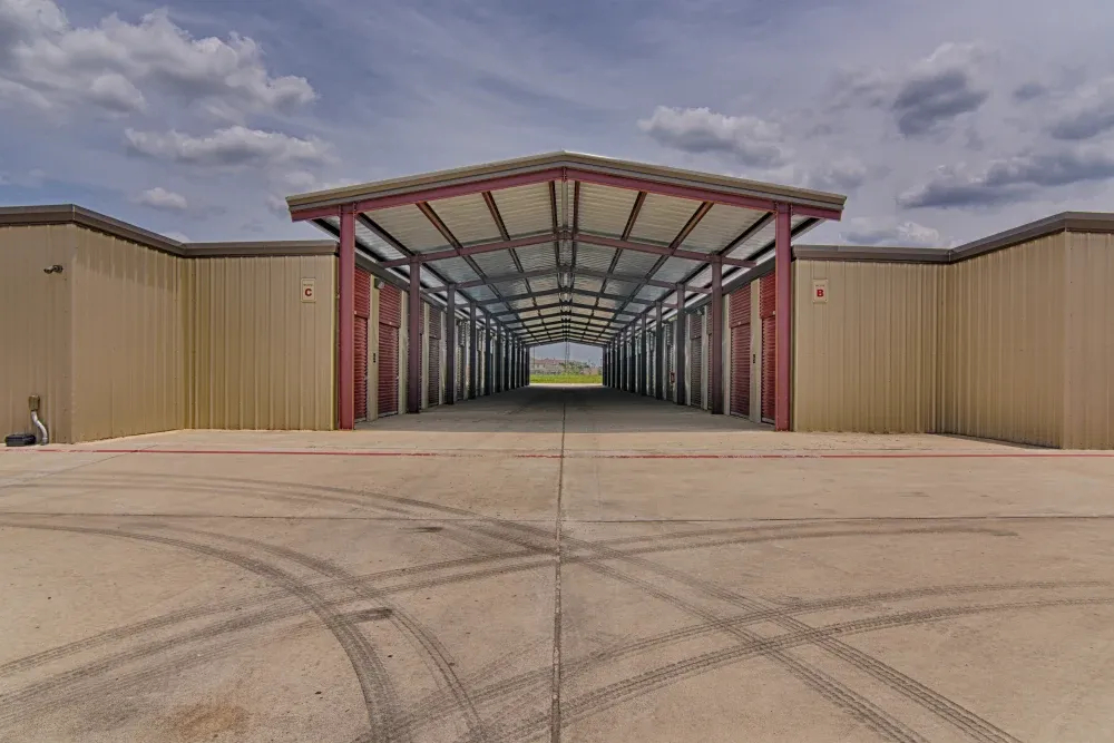 Outdoor Storage with covered drive-up access at Klein Krimmel Self Storage.