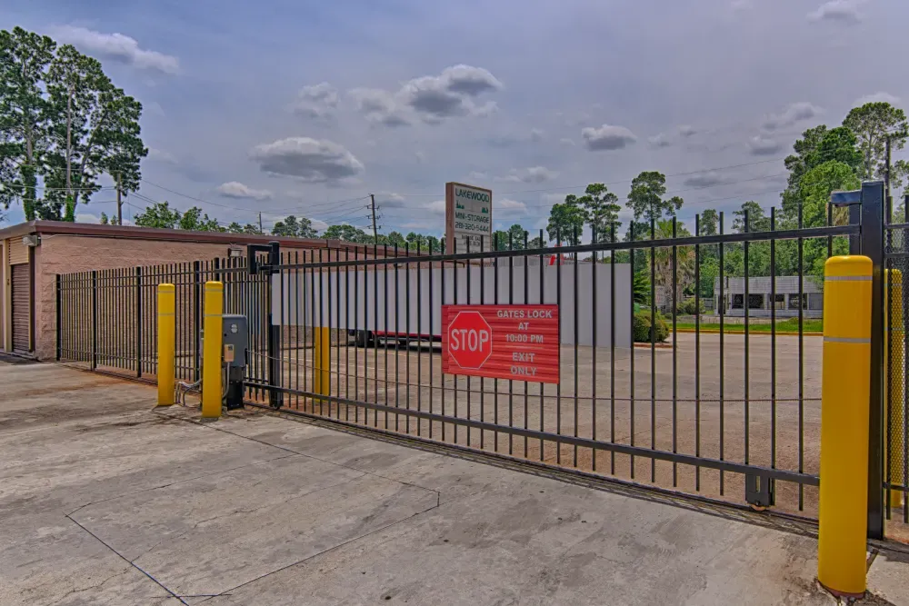 Gated entry at Lakewood Mini Storage.