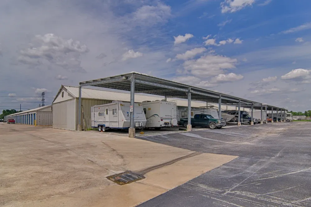 Covered RV storage at My Storage facility.