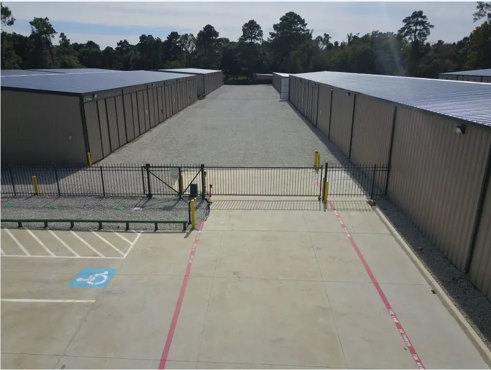 Facility gate at Carraway RV & Boat Storage in Magnolia, TX.