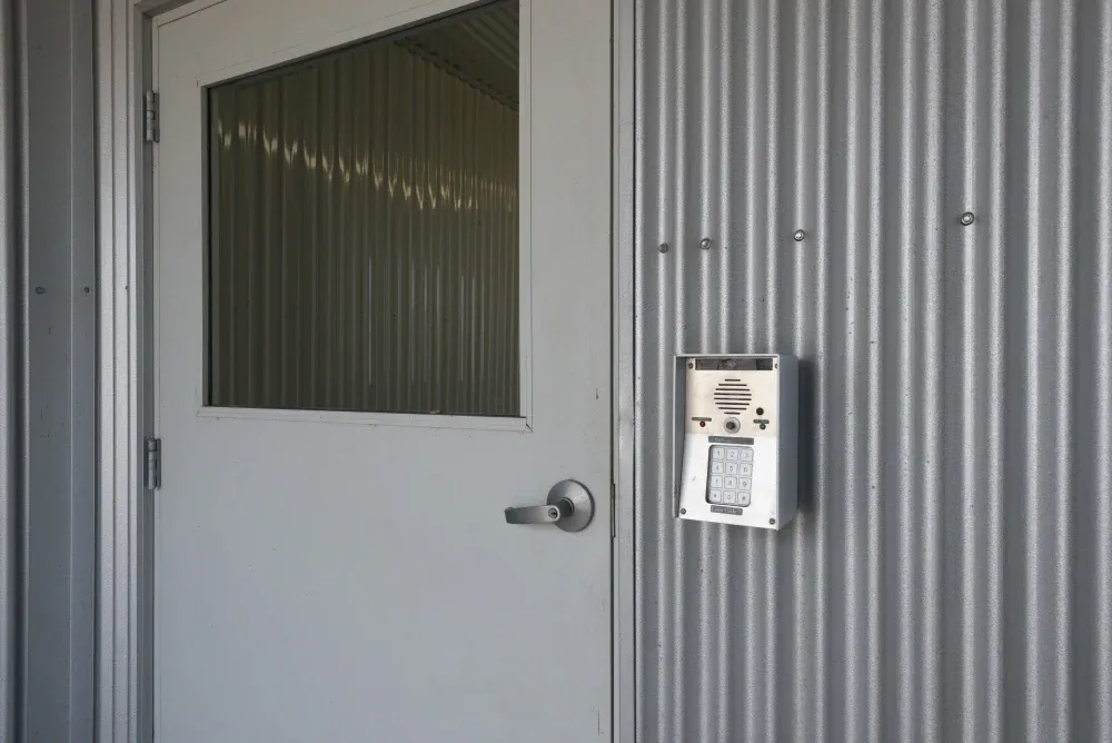 Keypad for interior entry access at AAA Self Storage.