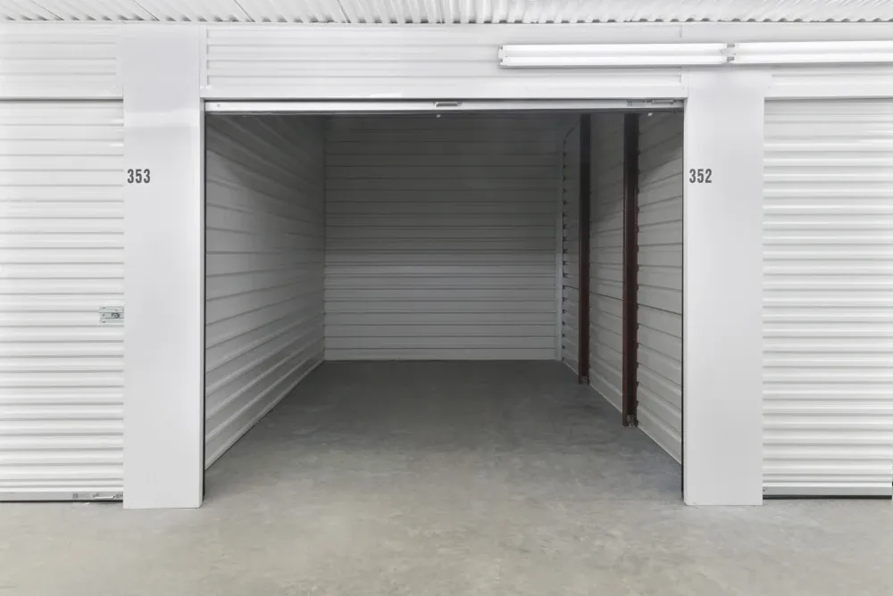 Interior view of indoor, climate-controlled storage unit at AAA Self Storage.