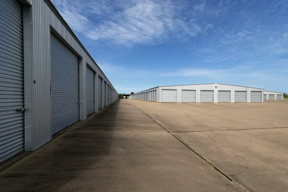 Drive-up storage buildings at AAA Self Storage.