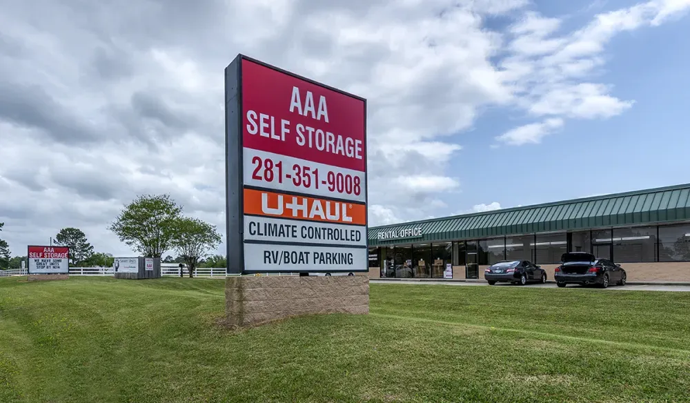 AAA Self storage Signage by the main road.
