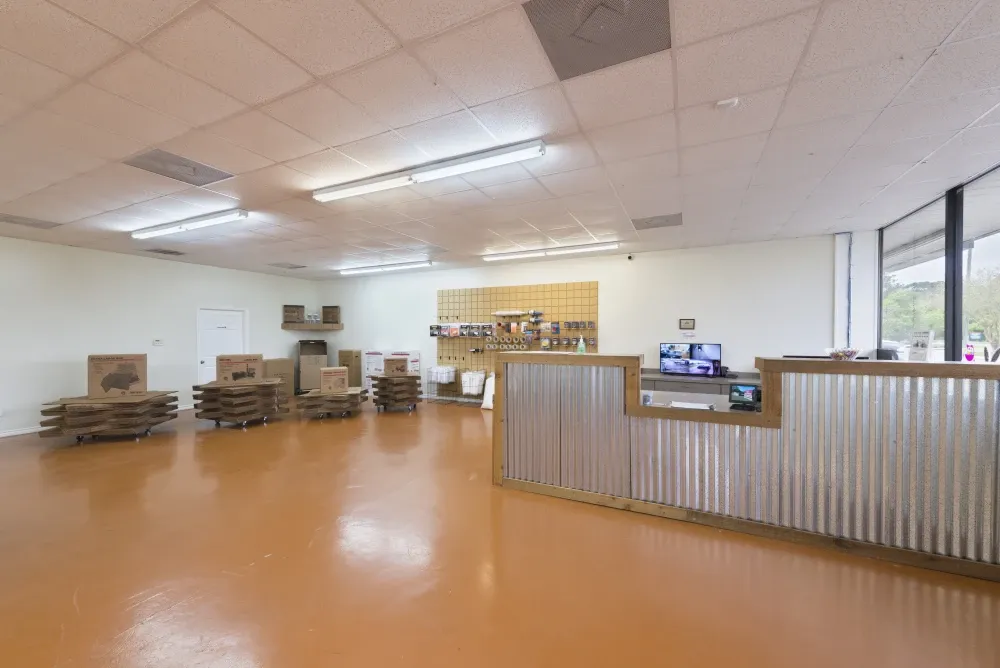 Lobby area with packing supplies at AAA Self Storage.