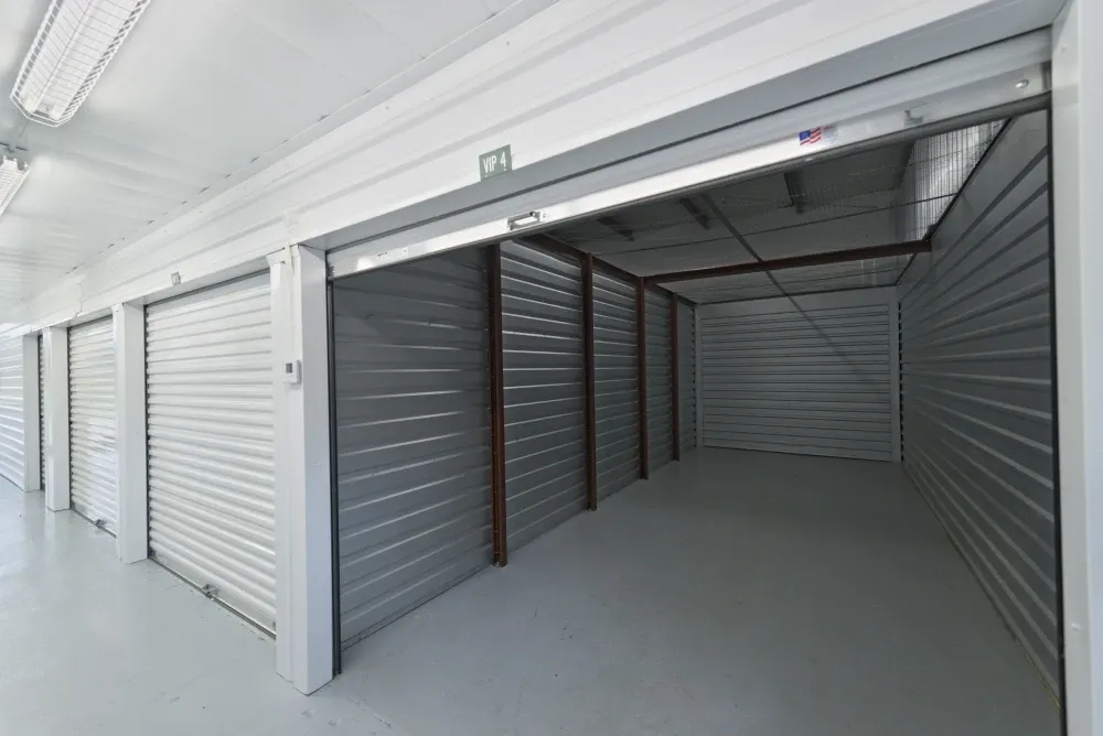 Opened indoor storage unit at AAA Self Storage in Hockley.