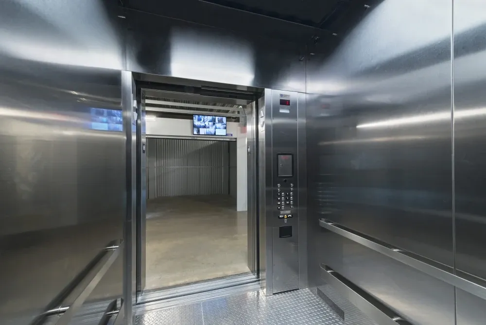 Elevator access at ATX Self Storage.