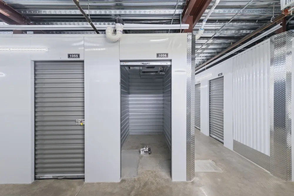Small climate-controlled storage unit at Bee Cave Storage.