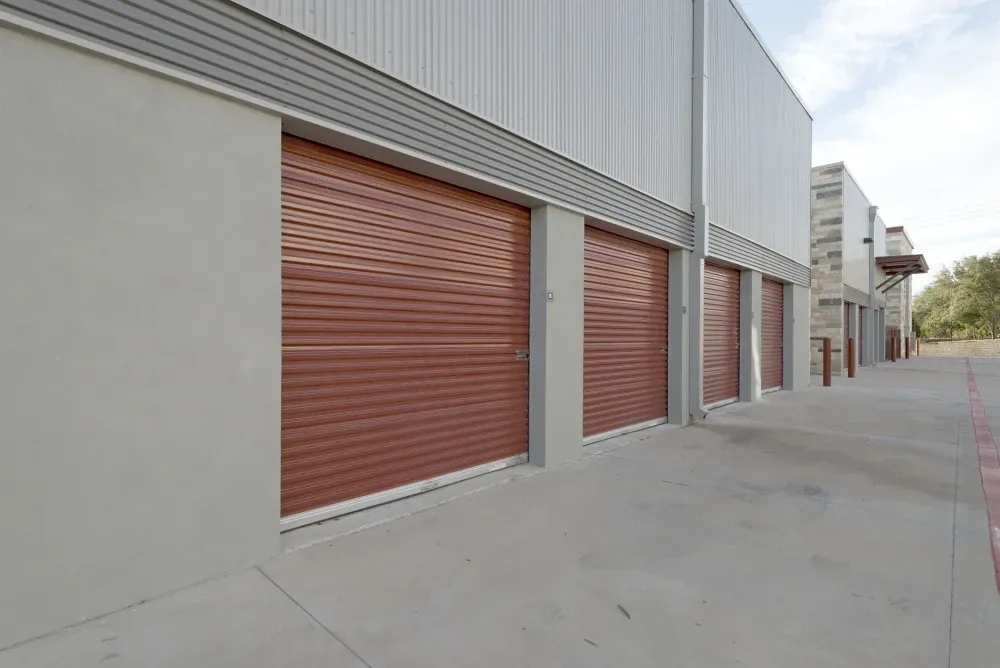 Medium and large outdoor, drive-up storage units at Bee Cave Storage.
