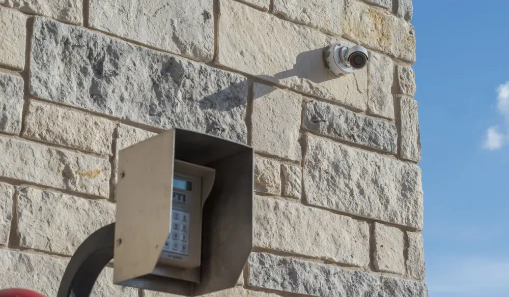 Keypad entry access at Bergstrom Storage.
