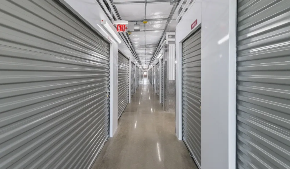 Indoor storage aisle at Bergstrom Storage.