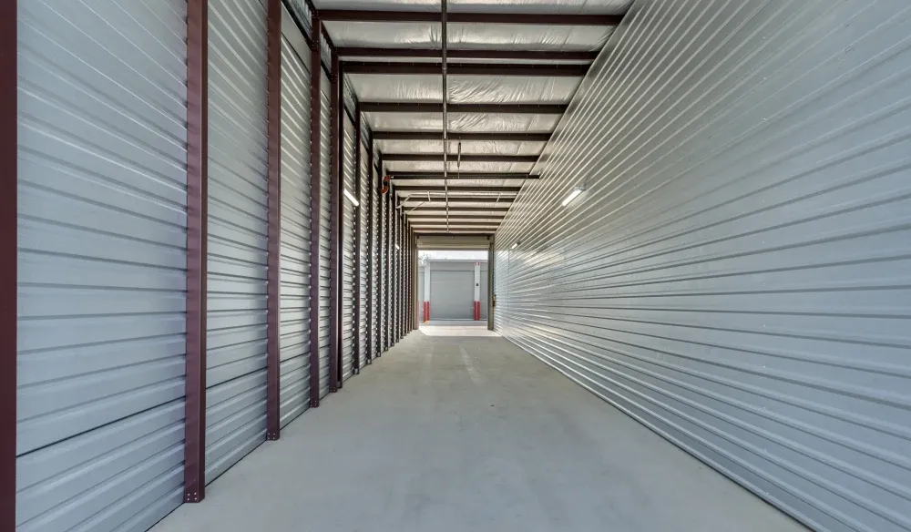 Indoor storage hallway at Bergstrom Storage.