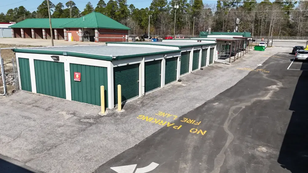 Outdoor storage with drive-up access at Columbia Self Storage.