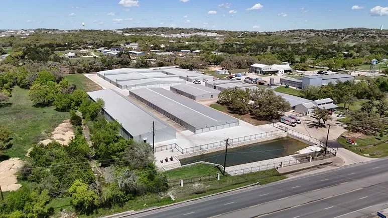 Drone overhead view at the Dripping Springs storage facility