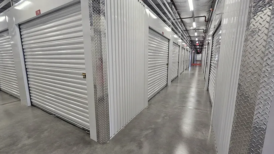 Interior steel storage units at the Dripping Springs storage facility
