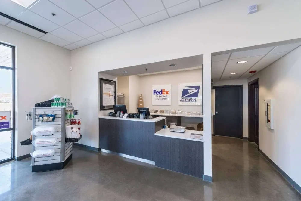 Fedex and USPS shipping station at Frisco Self Storage.