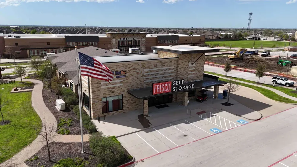 Facility front parking lot at Frisco Wine Storage.