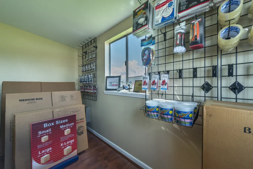 Close view of packing supplies at Guardian Storage.