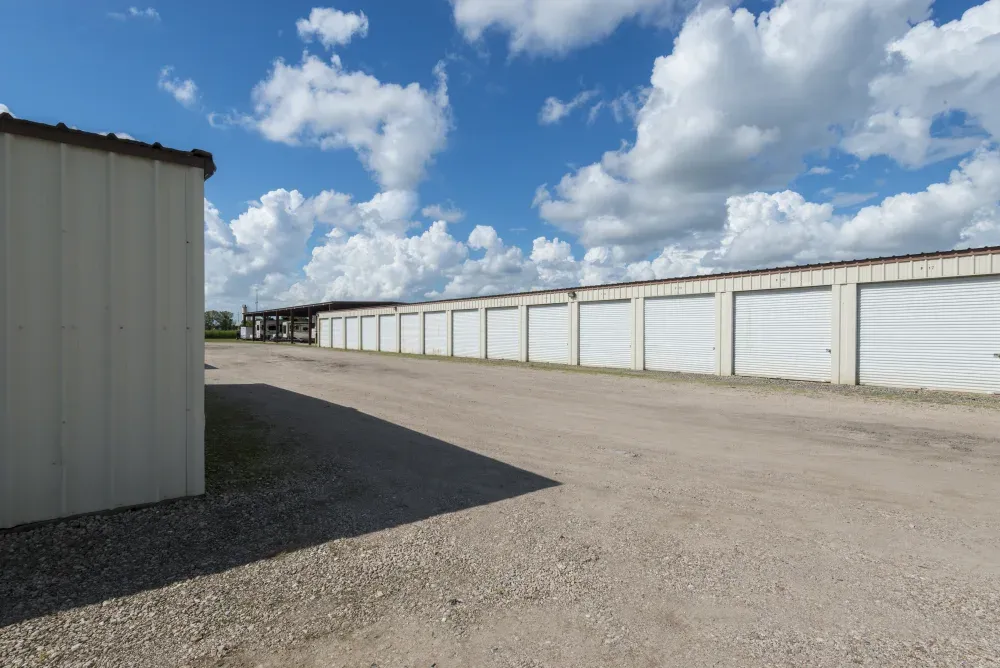 Outdoor storage with drive-up area at Guardian Storage.