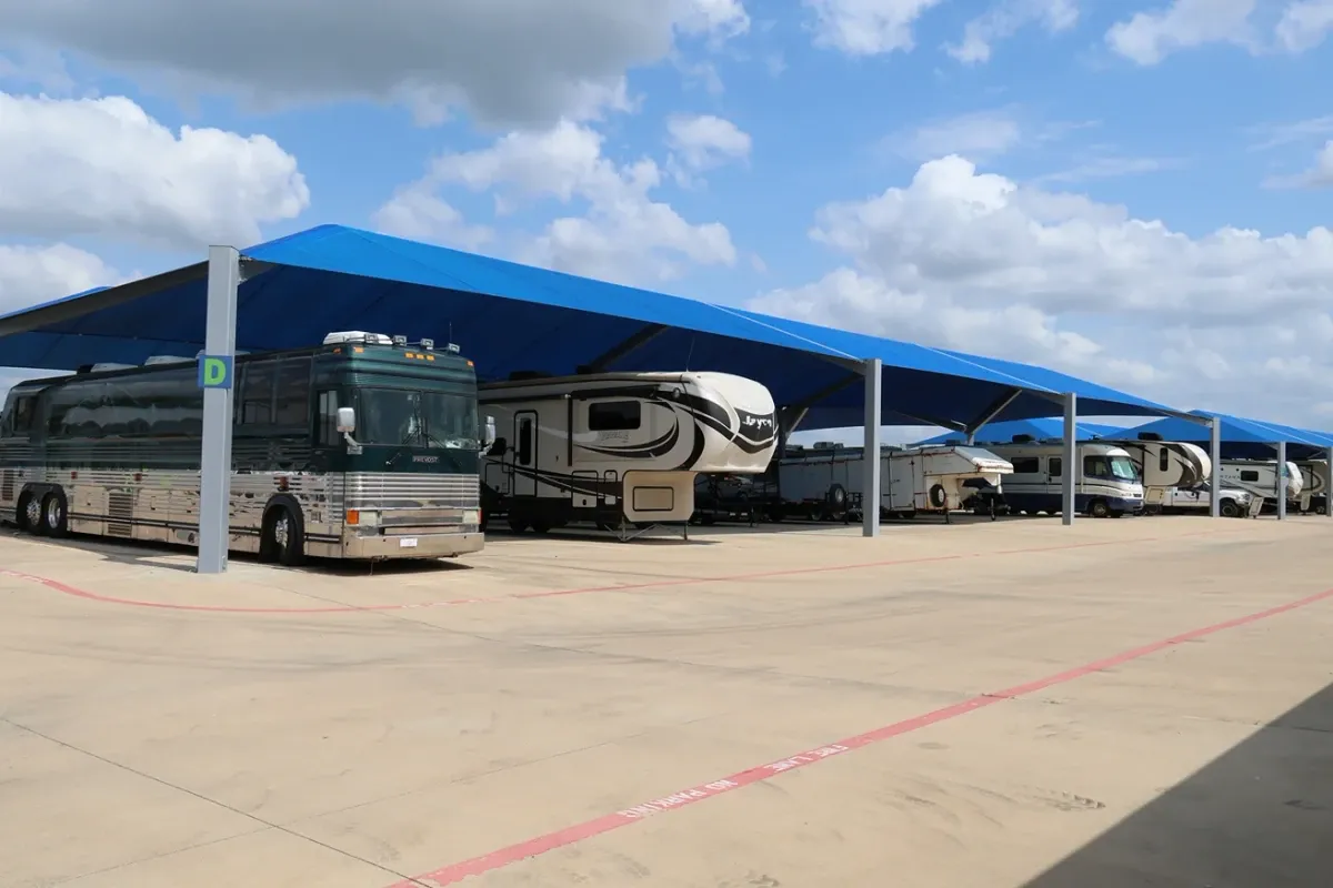 Campers in storage at Lockhart Self Storage