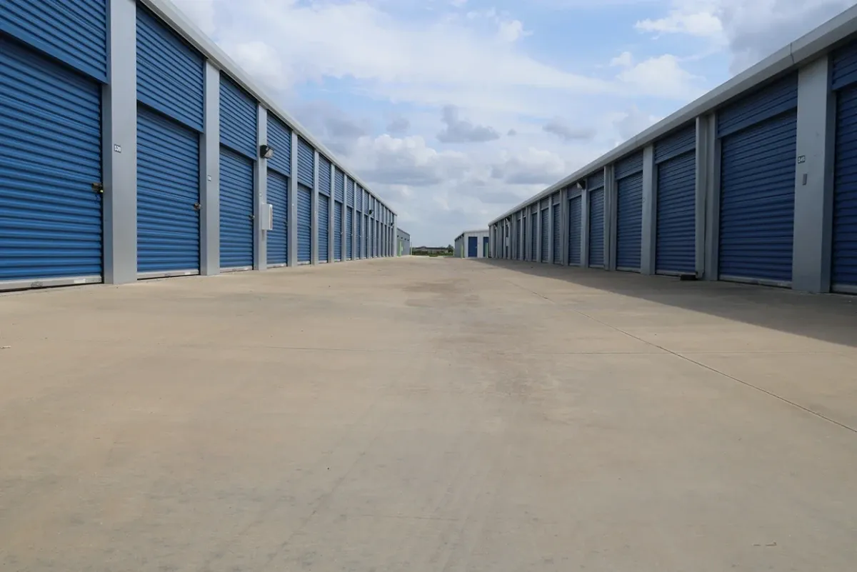 Blue doored storage units at Lockhart Self Storage