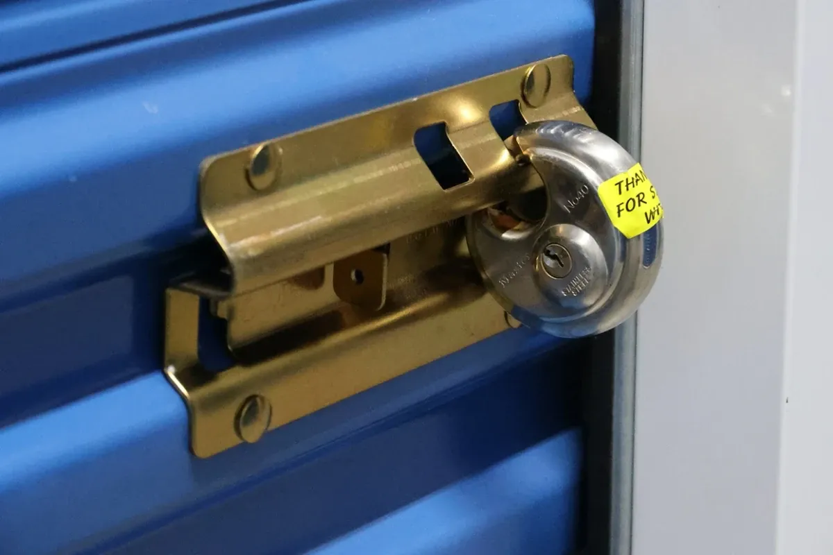 close up of disc lock at Lockhart Self Storage