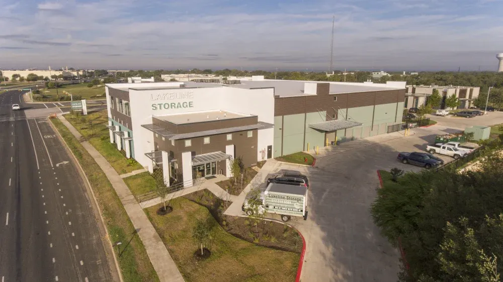 Overhead view of the Lakeline Storage facility and its vicinity.