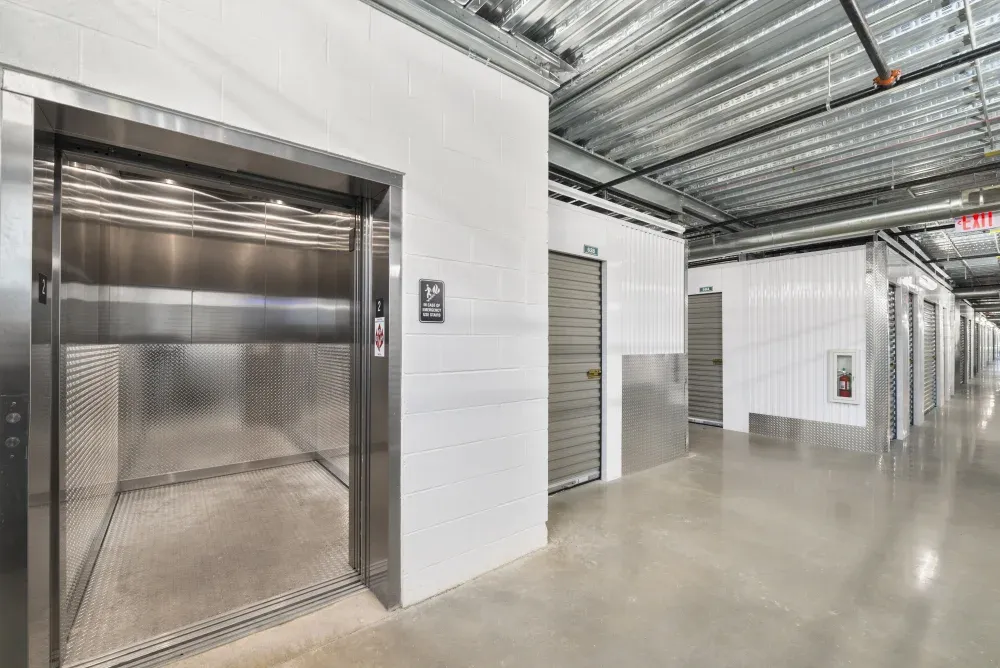 Open indoor storage unit at the Lakeline Storage facility, displaying its spacious and secure design.