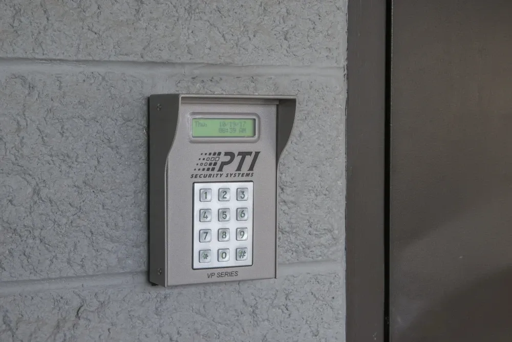 Keypad access at Lakeline Storage facility.