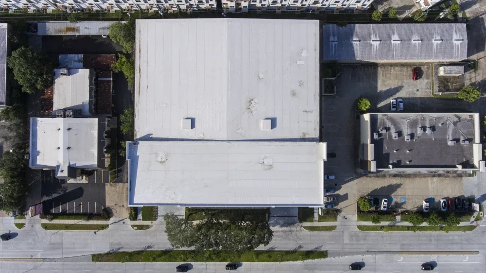 Skyview of Memorial Drive Storage facility and surrounding area.
