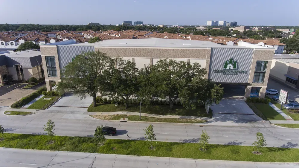 Aerial view of Memorial Drive Storage facility.