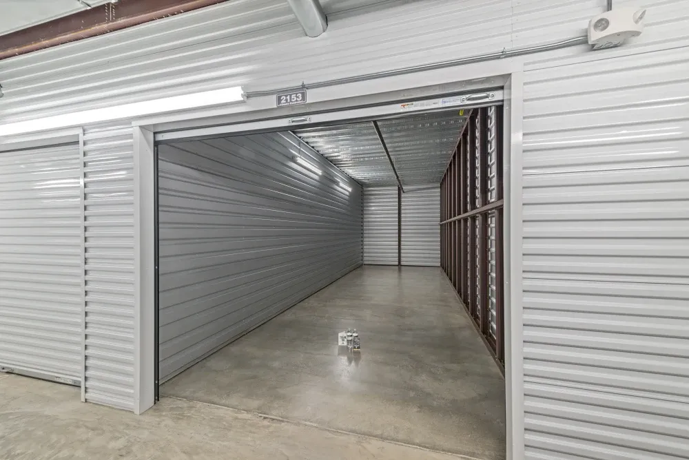 Opened large storage unit at Memorial Drive Storage facility.