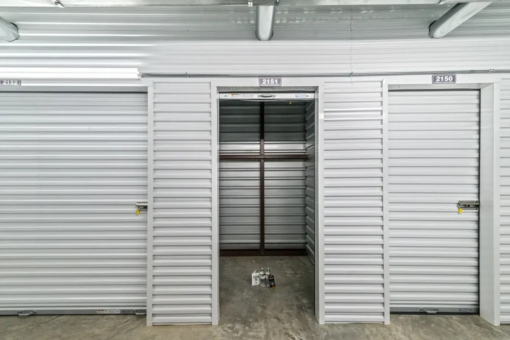 Opened small storage unit at Memorial Drive Storage facility.