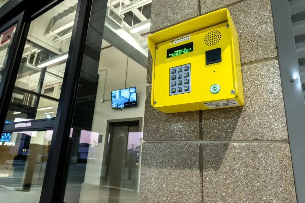Keypad access at Memorial Drive Storage.