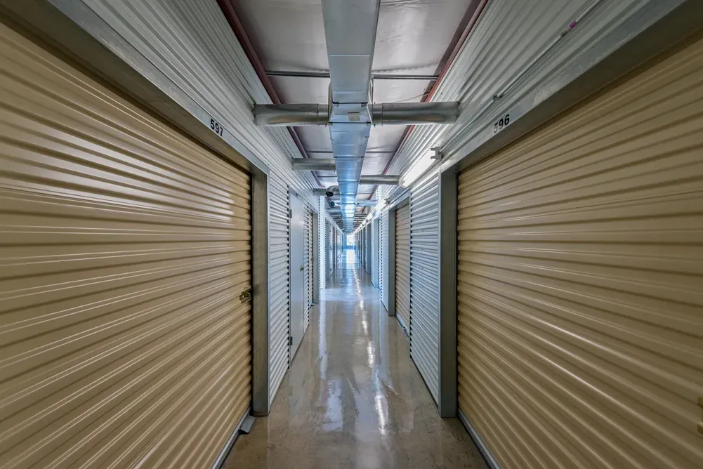 Yellow doored storage units at the Meyer Park Storage Center