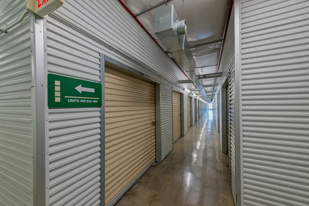 Indoor storage hallway at the Meyer Park Storage Center