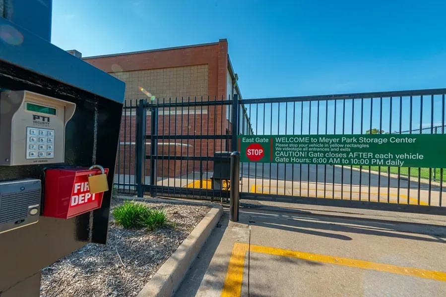 Front gate at the Meyer Park Storage Center