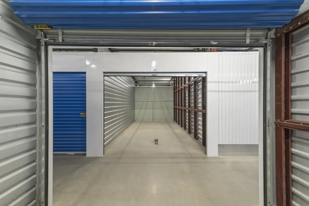 Open indoor storage units at Westpointe New Braunfels Self Storage.
