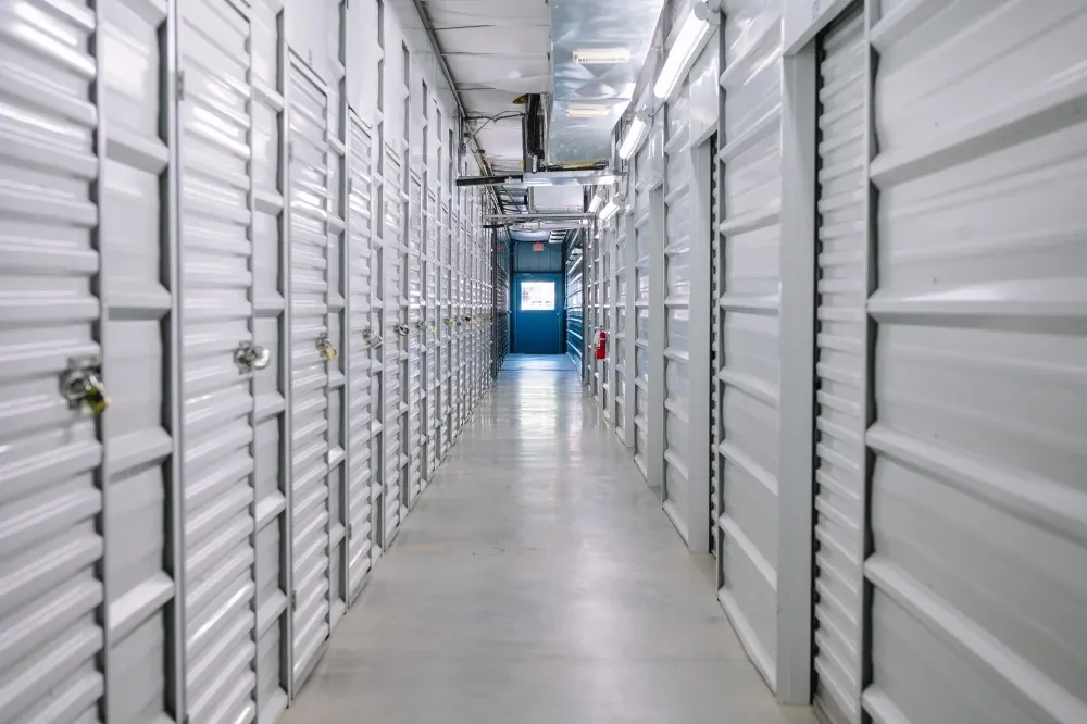 Interior view of a climate-controlled storage unit at Safe Harbor Storage.