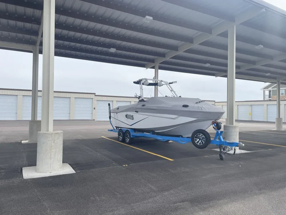 Multiple covered parking spots at San Angelo Boat Storage.
