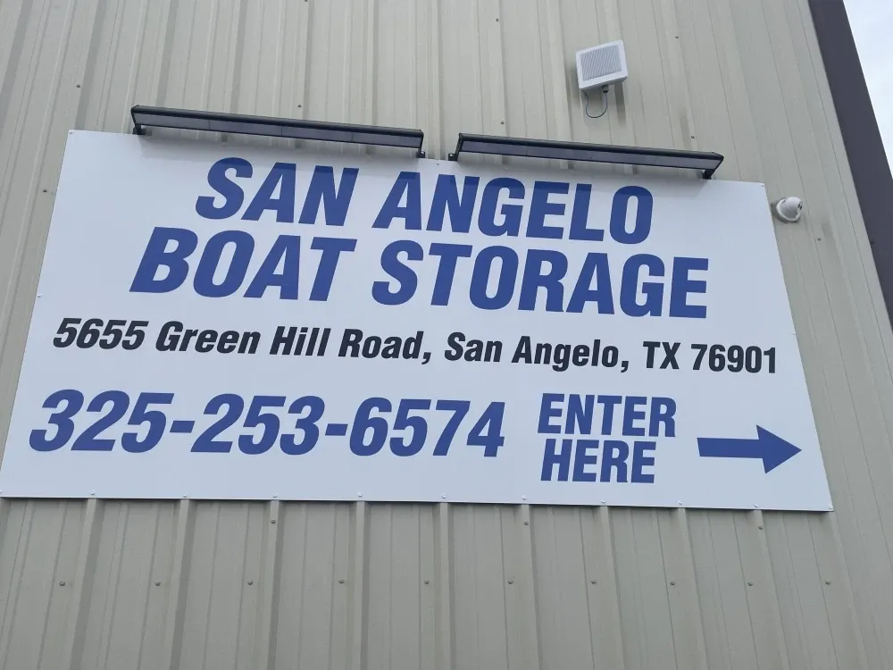 Facility sign at San Angelo Boat Storage.