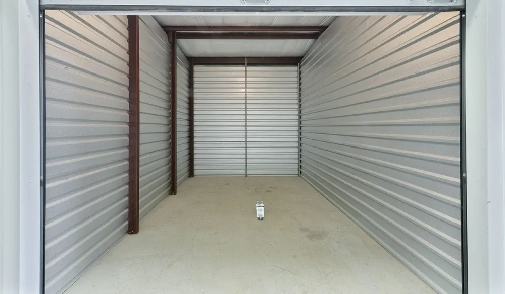 Opened Indoor storage unit at Stewart & 89th Self Storage facility.