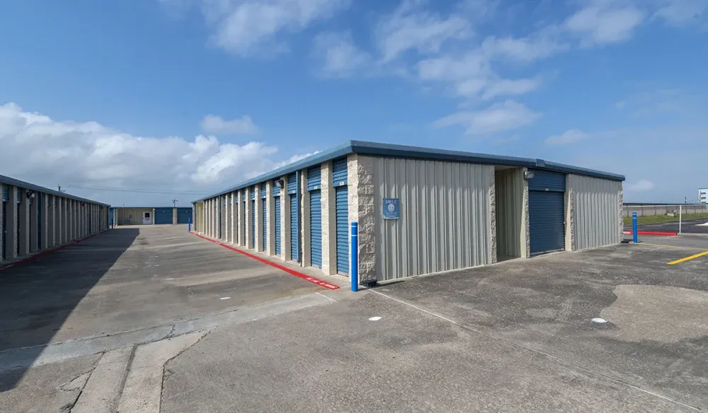 Outdoor storage units with drive-up access at Stewart & 89th Self Storage.