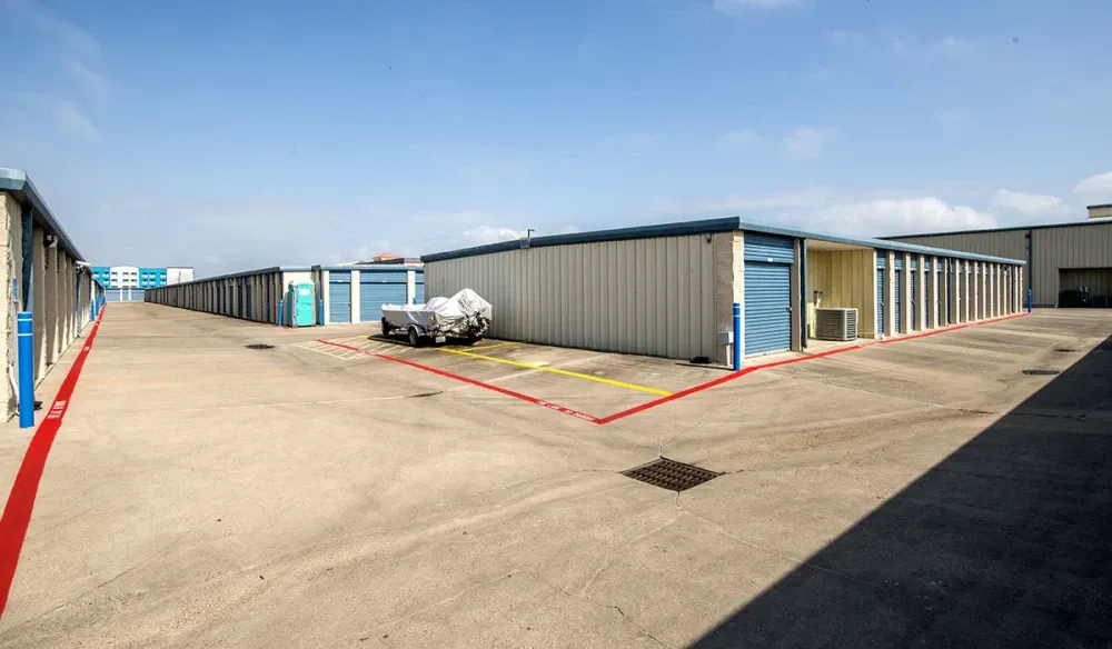 Outdoor storage units with drive-up access at Stewart & 89th Self Storage.