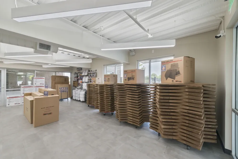 Southlake Storage lobby area with packing supplies.