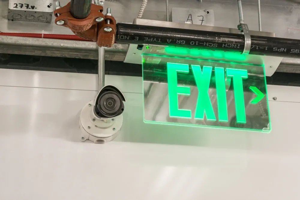 Exit sign at Southlake Storage.