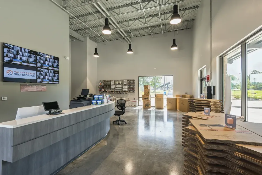 Facility office and lobby at Valley Ranch Storage.