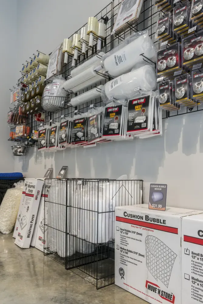 Packing supplies at Valley Ranch Storage facility.