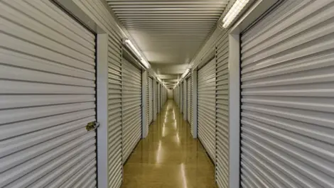 Hallway of climate-controlled storage units at Klein Krimmel Self Storage.